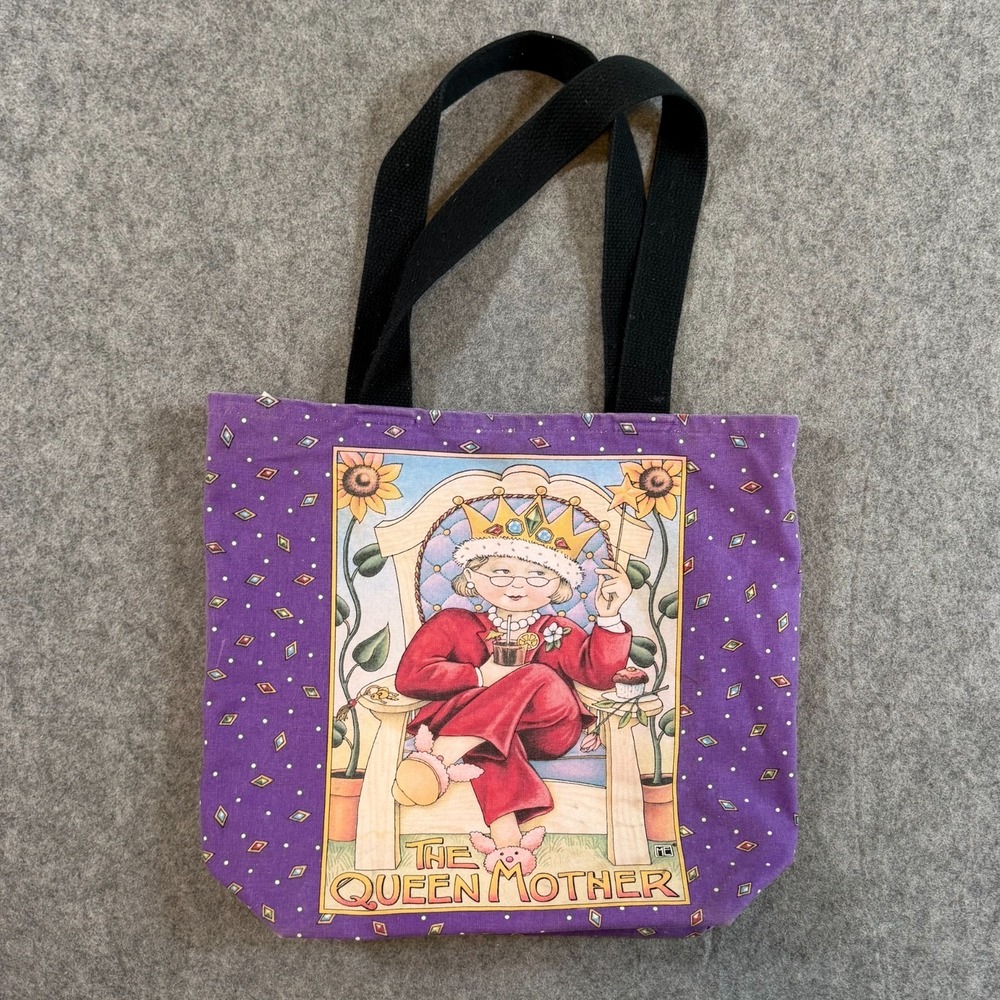 Mary Engelbreit Ink‎ 2000 Vintage Purple Canvas The Queen Mother Tote Bag